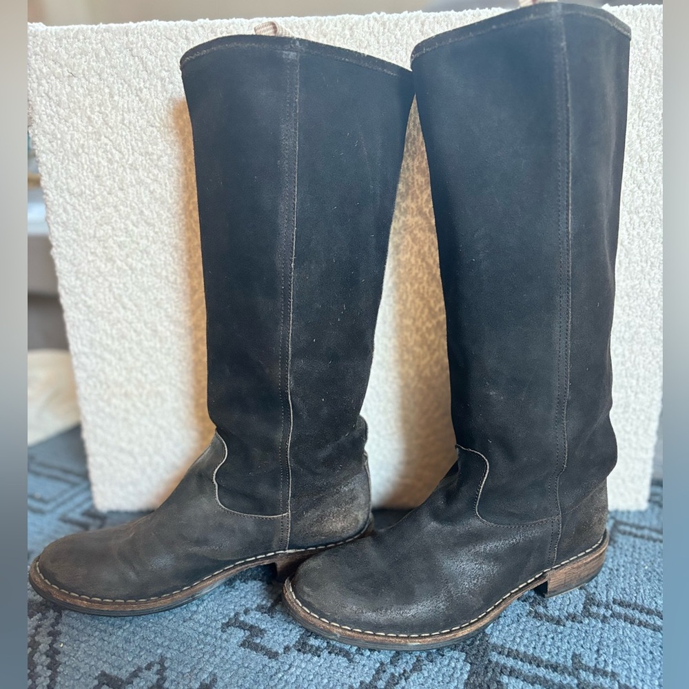 Fiorentini + Baker Mid-Calf Leather Riding Boots Brown Suede